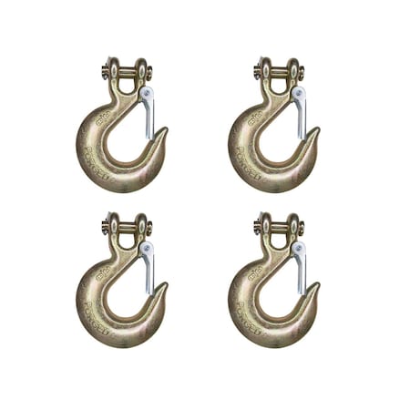 Tie 4 Safe G70 3/8" Clevis Slip Hook Flatbed Truck Trailer Transport Tow Chain Hook, 4PK FH407-38-4